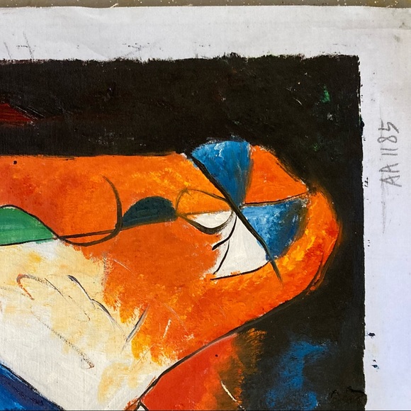 Vintage Rolled Canvas large Painting Abstract Original Art - Picture 4 of 7